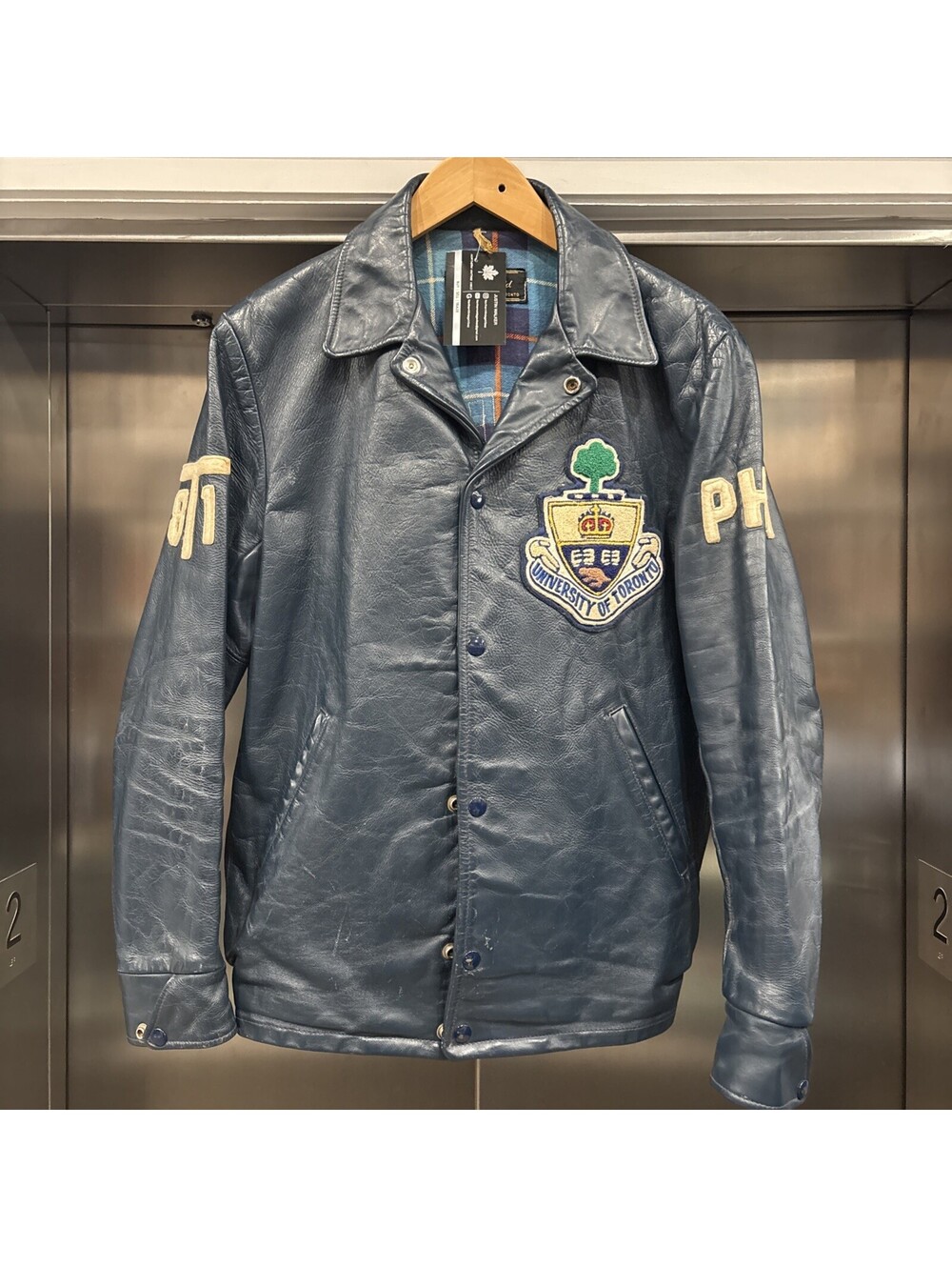 Vintage 1981 University of Toronto Navy Leather Jacket